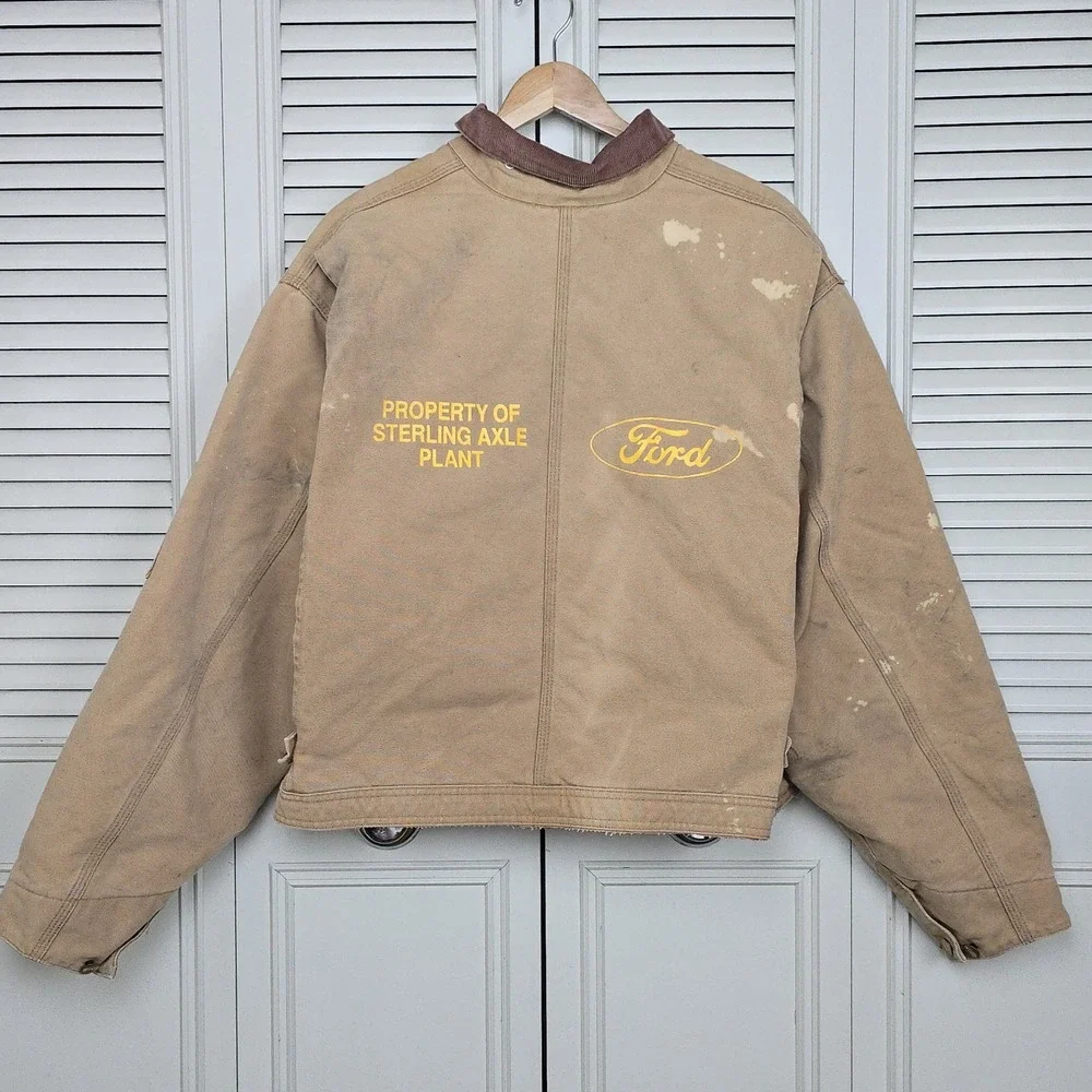 Vintage Carhartt Detroit Cropped Work Jacket Mens Brown Distressed‎ Ford Grail - Picture 2 of 11